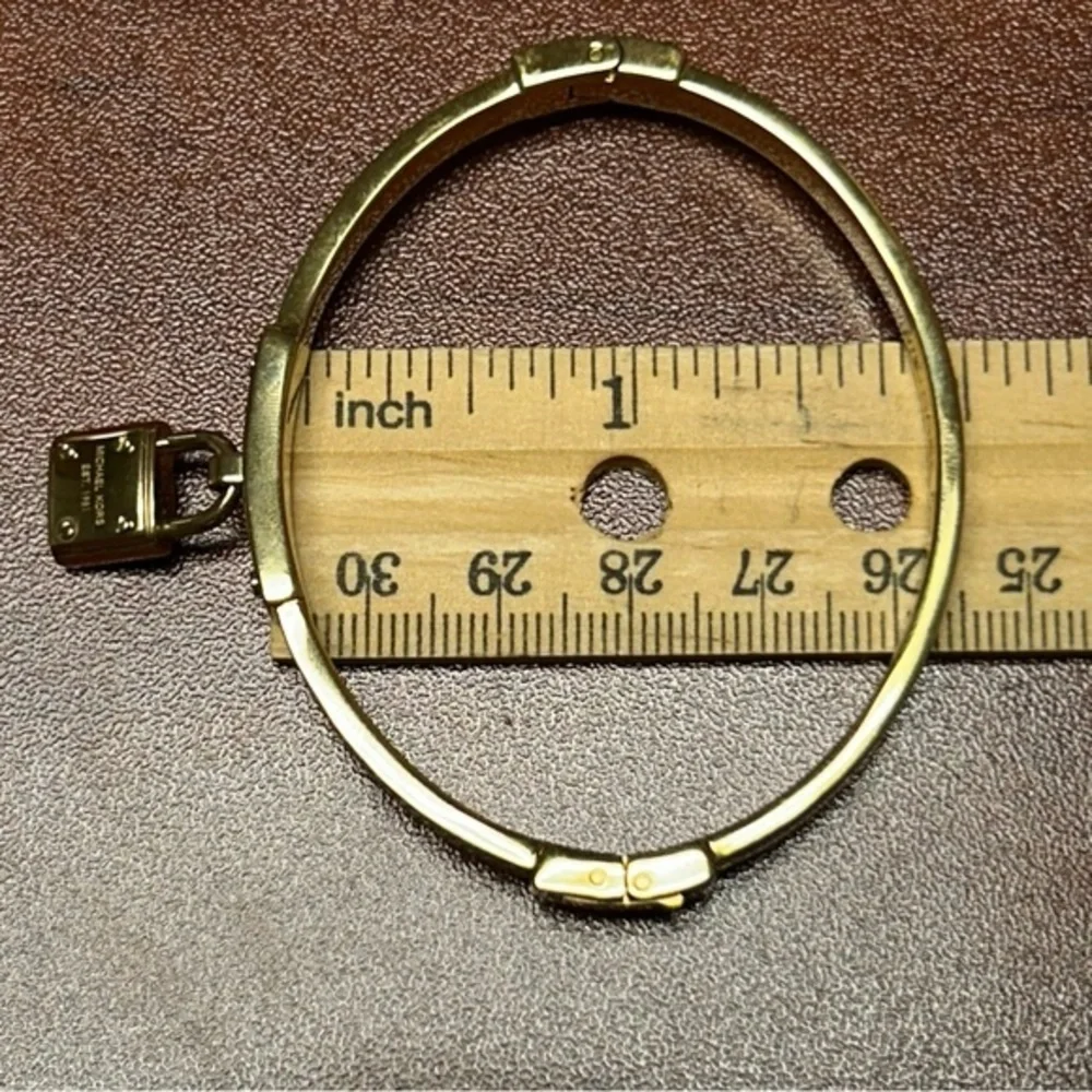 Michael Kors Gold Tone‎ Pave Crystal Pad Lock Bracelet